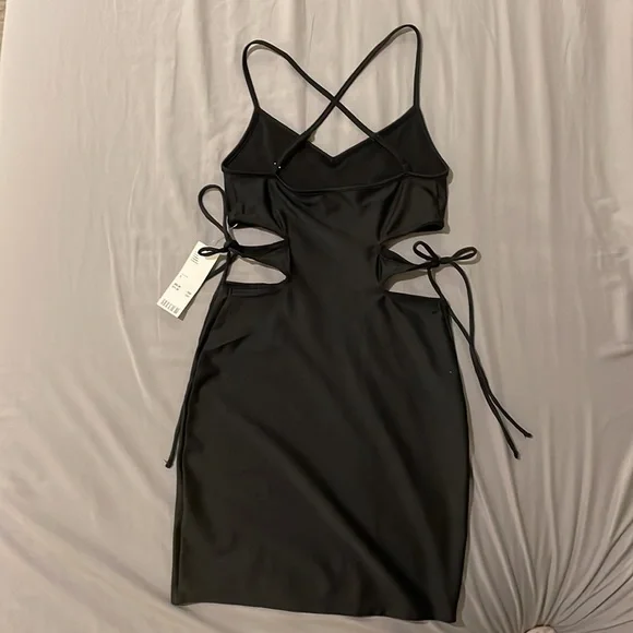 NWT Urban Outfitters Cut-Out Black Mini Dress - Picture 3 of 4